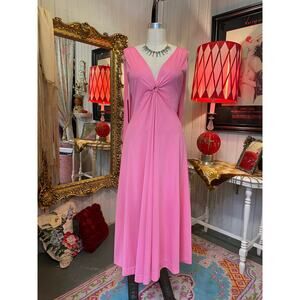 vintage 1960s pink mod watteau back nightgown peek a boo 60s lingerie med retro